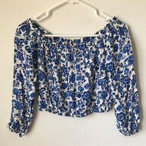H&M | Blue Floral Crop Top